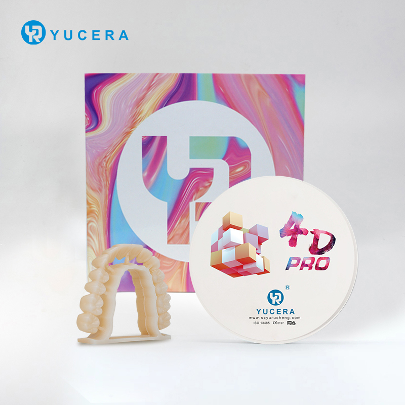 ความโปร่งแสง 43%-57% ความแข็งแรงในการดัดงอ 700-1200 MPa YUCERA Dental ระบบเปิด 98 มม. CAD/CAM 4D Pro Multilayer Zirconia Block