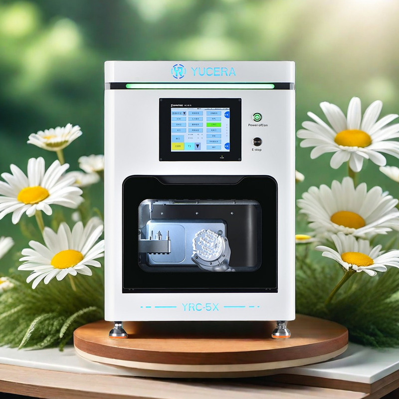 เครื่องกัด CNC ขนาดเล็ก Yucera Compact Mini สำหรับห้องปฏิบัติการทันตกรรม 5 แกน CAD CAM ผลิตครอบฟันเซอร์โคเนียและโลหะ