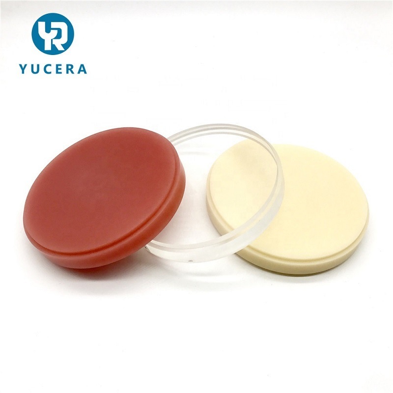 วัสดุสิ้นเปลืองทางทันตกรรม Yucera CAD CAM Milling PMMA Puck สำหรับห้องปฏิบัติการทันตกรรม แผ่นเรซินอะคริลิก ดิสก์ บล็อก PMMA ทางทันตกรรม ฟันปลอมชั่วคราว