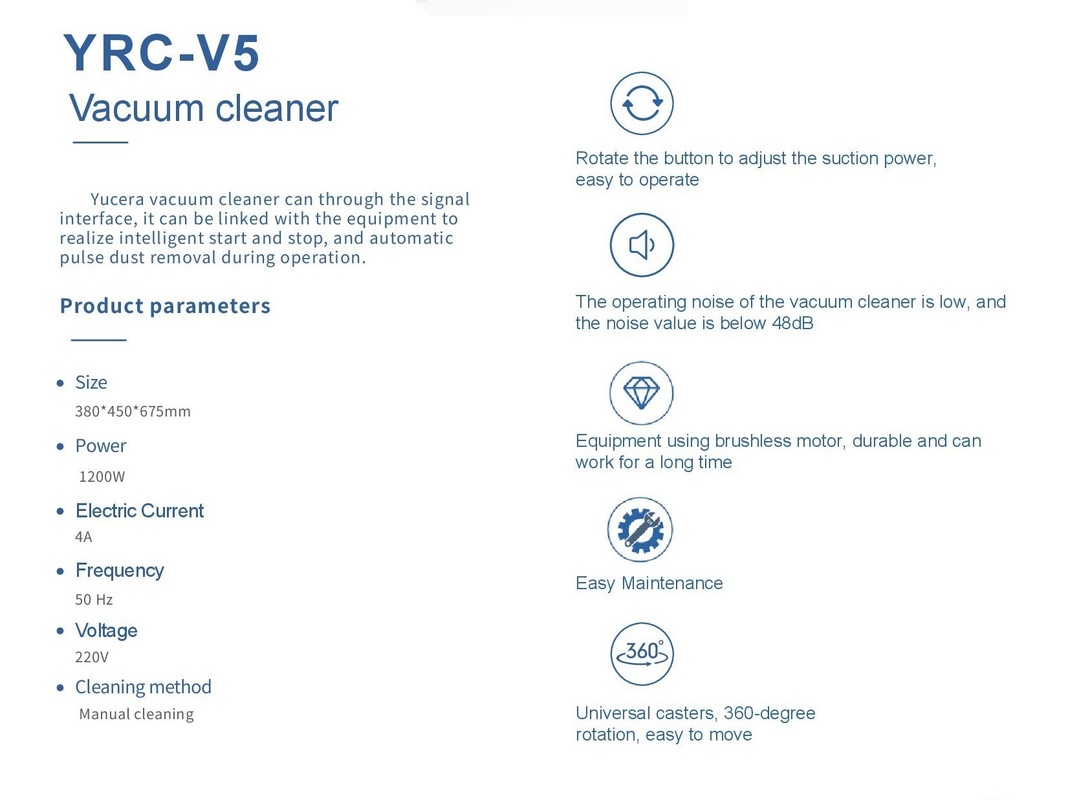 อุปกรณ์ Cad Cam เครื่องดูดฝุ่น Yucera YRC-V5 สำหรับทำความสะอาดเครื่องกัด ฝุ่นสะสม
