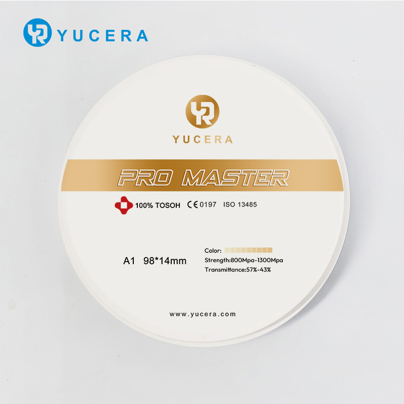 แผ่นดิสก์เซอร์โคเนียสี Yucera Pro Master A1/A2/A3 สำหรับการย้อมสีเซรามิกในห้องปฏิบัติการทันตกรรม