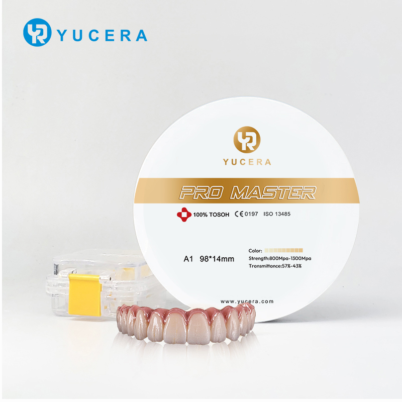 แผ่นดิสก์เซอร์โคเนียสี Yucera Pro Master A1/A2/A3 สำหรับการย้อมสีเซรามิกในห้องปฏิบัติการทันตกรรม