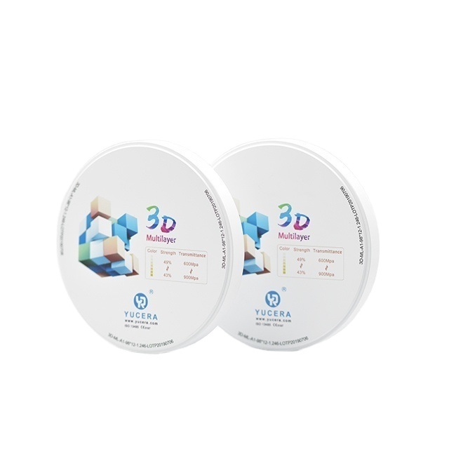 บล็อกเซอร์โคเนียสำหรับทันตกรรม YUCERA 3D วัสดุสำหรับสะพานฟันหลัง | ความแข็งแรง 1200MPa & การส่งผ่านแสง 45%