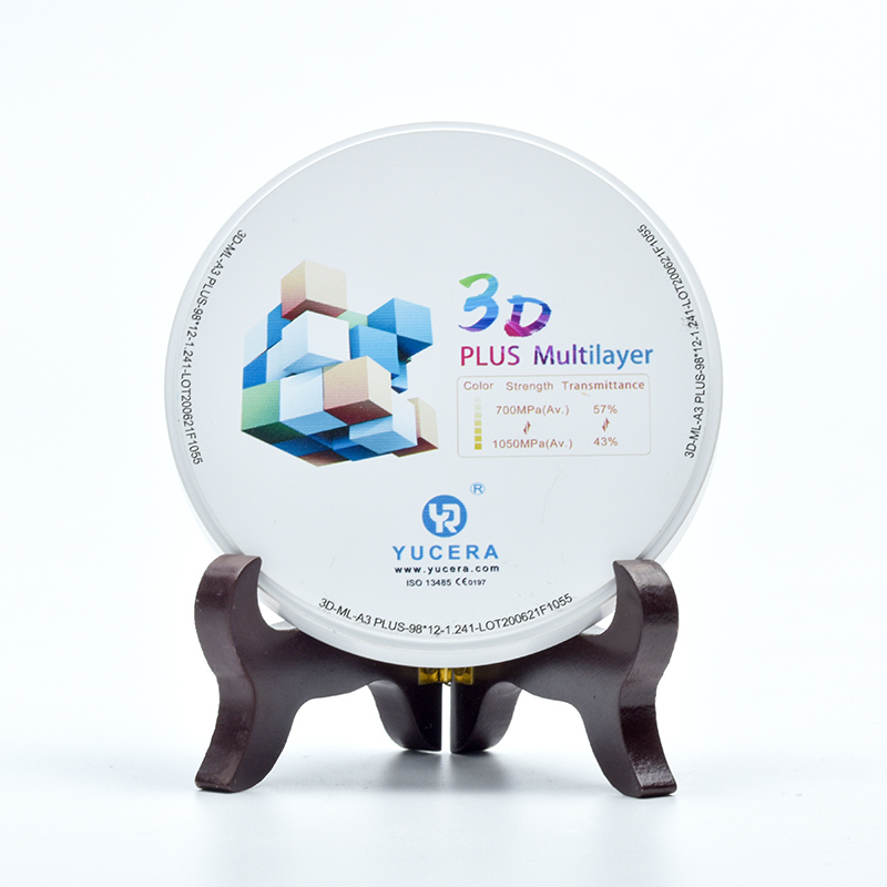 บล็อกเซอร์โคเนียสำหรับทันตกรรม YUCERA 3D วัสดุสำหรับสะพานฟันหลัง | ความแข็งแรง 1200MPa & การส่งผ่านแสง 45%