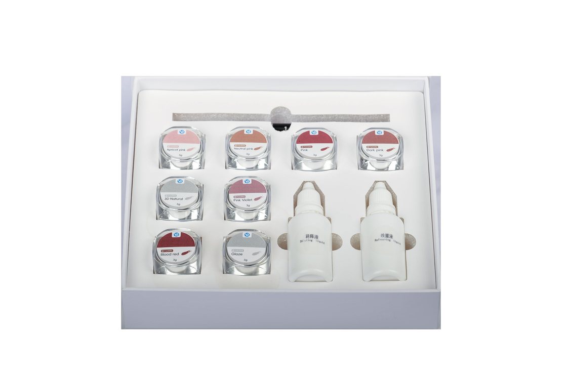 ชุดย้อมสีและเคลือบเซรามิกเซอร์โคเนีย 18 สี Yucera Natural Glow สำหรับการสร้างสรรค์ในห้องปฏิบัติการทันตกรรม