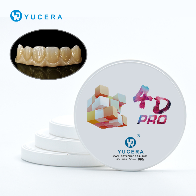 บล็อกเซอร์โคเนียสำหรับทันตกรรม YUCERA 4D Pro (1200MPa/43-57% Trans.) | เทคโนโลยีไล่ระดับหลายชั้น