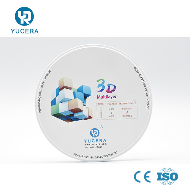 Pre Shaded 3D Plus Multilayer Zirconia Block 57% Super Translucency